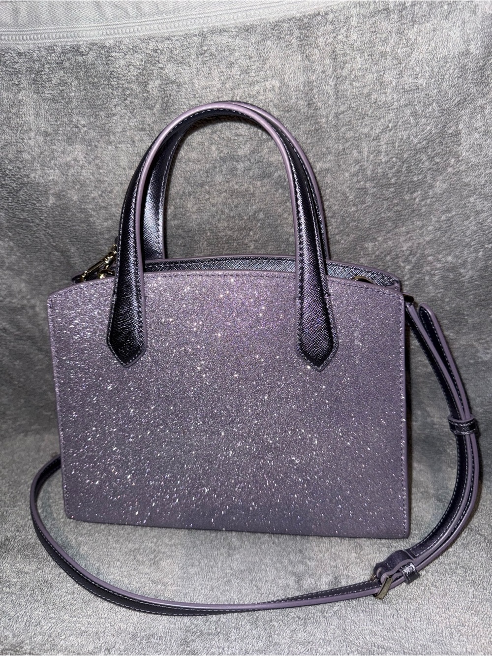 Kate Spade Sparkle Purple Structured Satchel Handbag